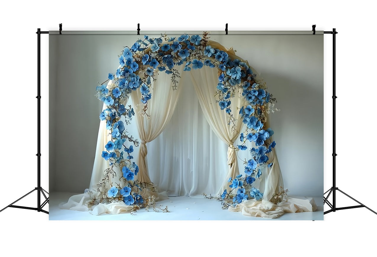 Elegante Sfondo Blu Con Arco Floreale Boho BRP10-81