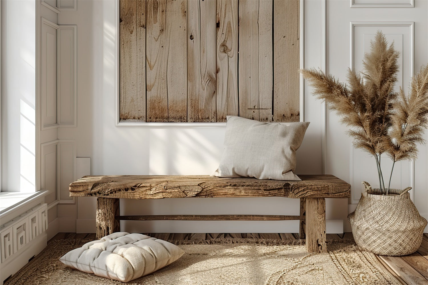 Semplice Panca In Legno Boho Sfondo Naturale BRP10-82