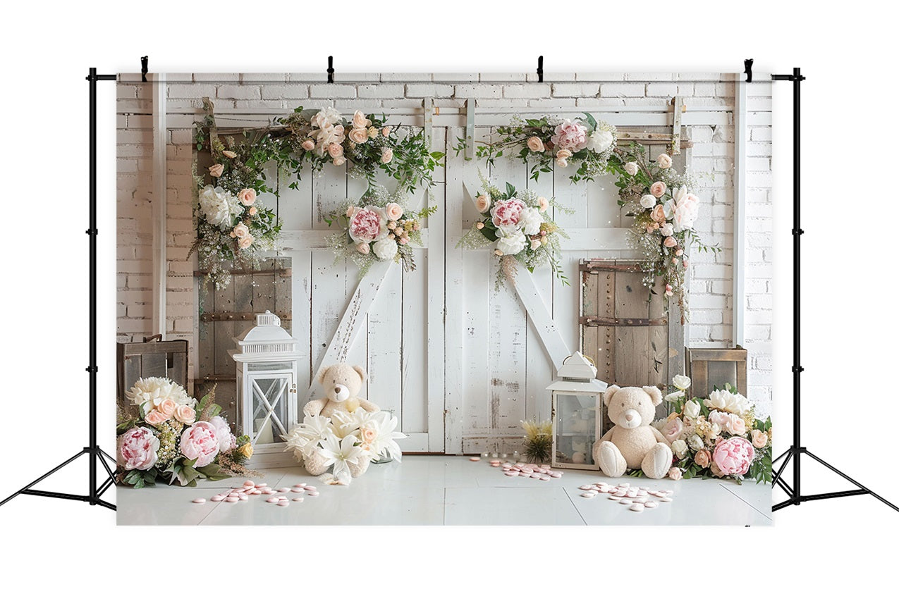 Sfondo Romantico Boho Per Matrimonio Con Fiori Bianchi BRP10-95