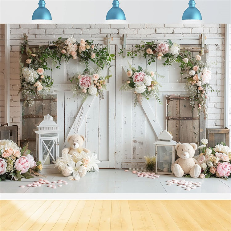 Sfondo Romantico Boho Per Matrimonio Con Fiori Bianchi BRP10-95
