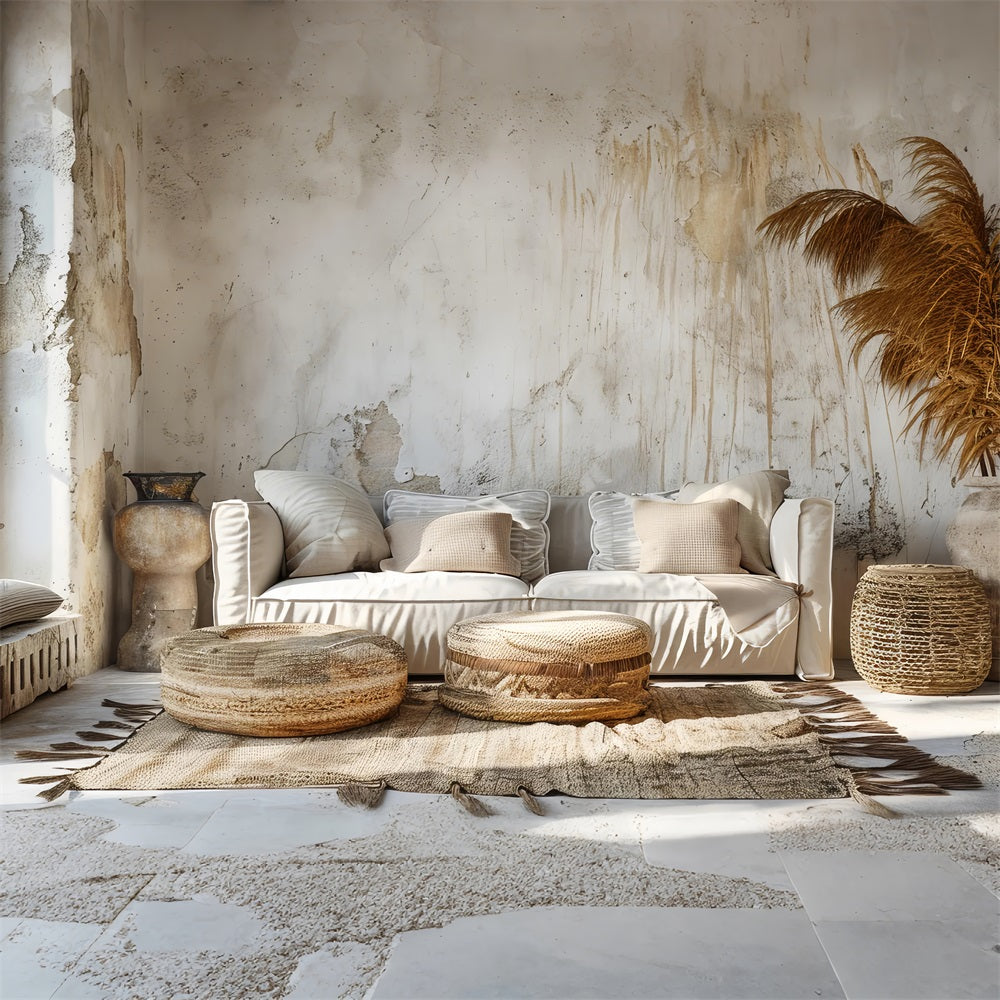 Boho Accogliente Sfondo Beige Per Soggiorno BRP10-99