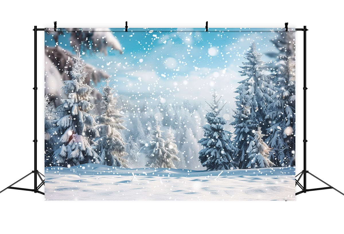 Sfondo Scena Invernale Paesaggio Con Fiocchi Di Neve Che Cadono Sullo Sfondo BRP11-11