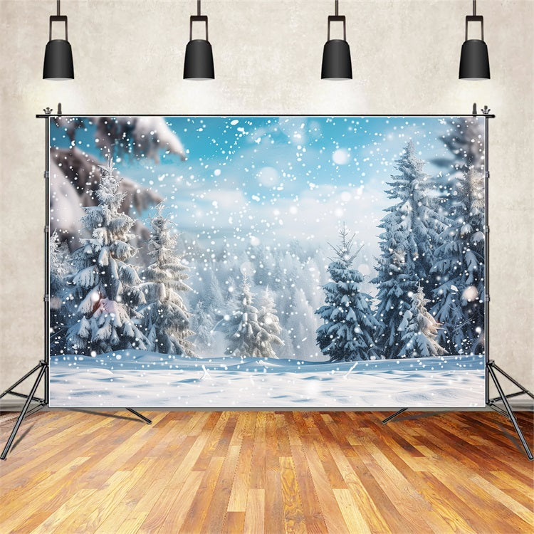 Sfondo Scena Invernale Paesaggio Con Fiocchi Di Neve Che Cadono Sullo Sfondo BRP11-11