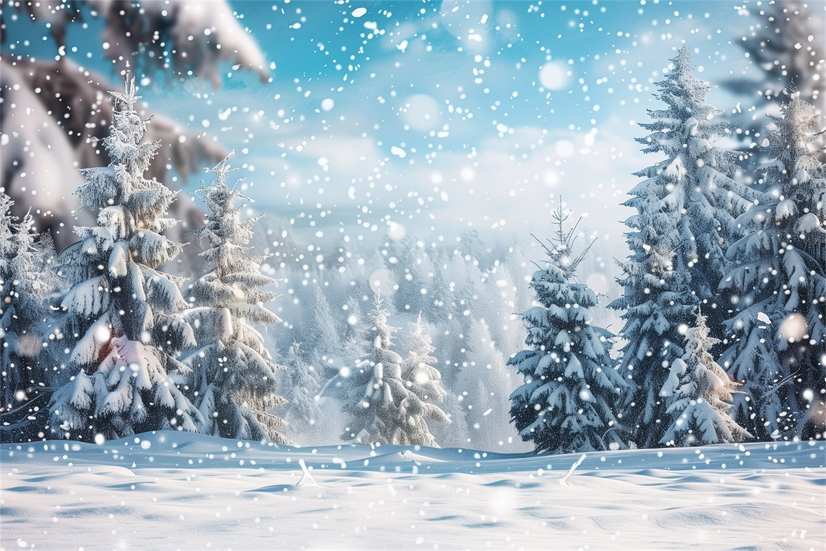 Sfondo Scena Invernale Paesaggio Con Fiocchi Di Neve Che Cadono Sullo Sfondo BRP11-11