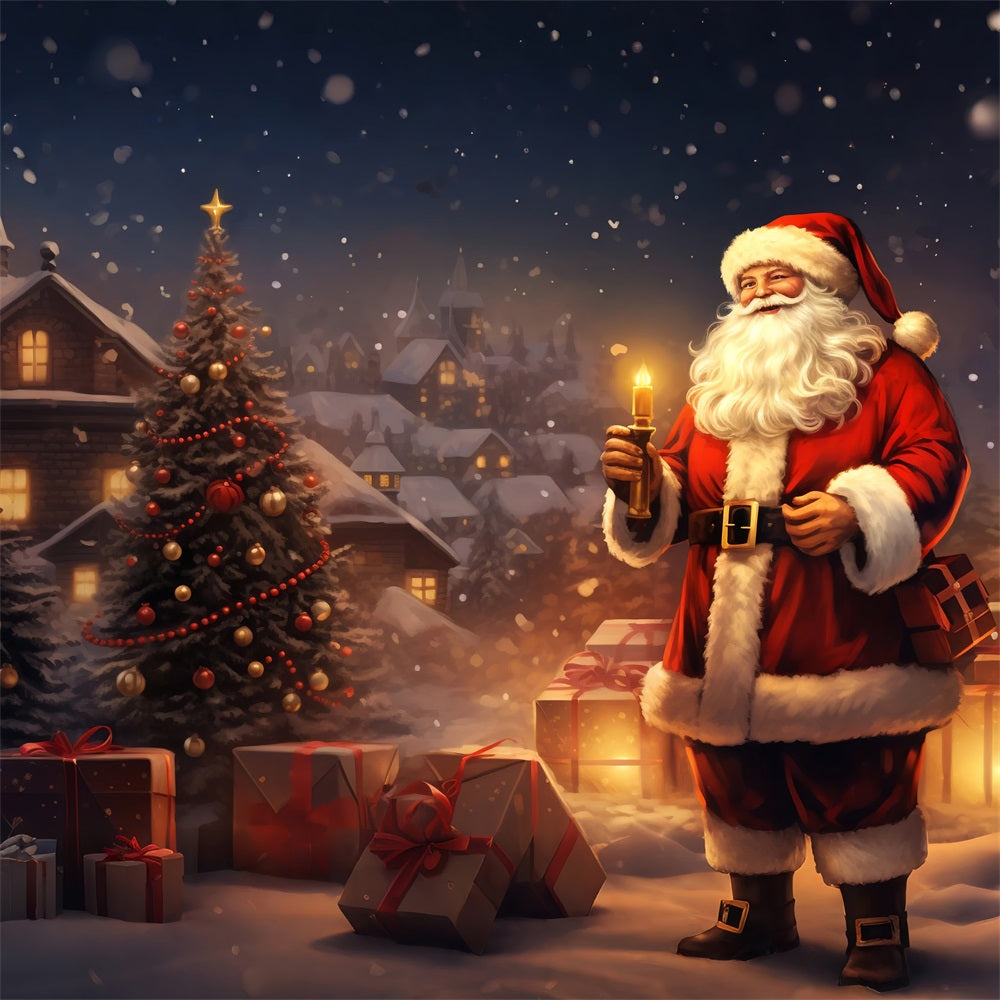 Sfondo Per Servizio Fotografico Natalizio Sfondo Con Candela Accesa Vigilia Di Babbo Natale BRP11-114