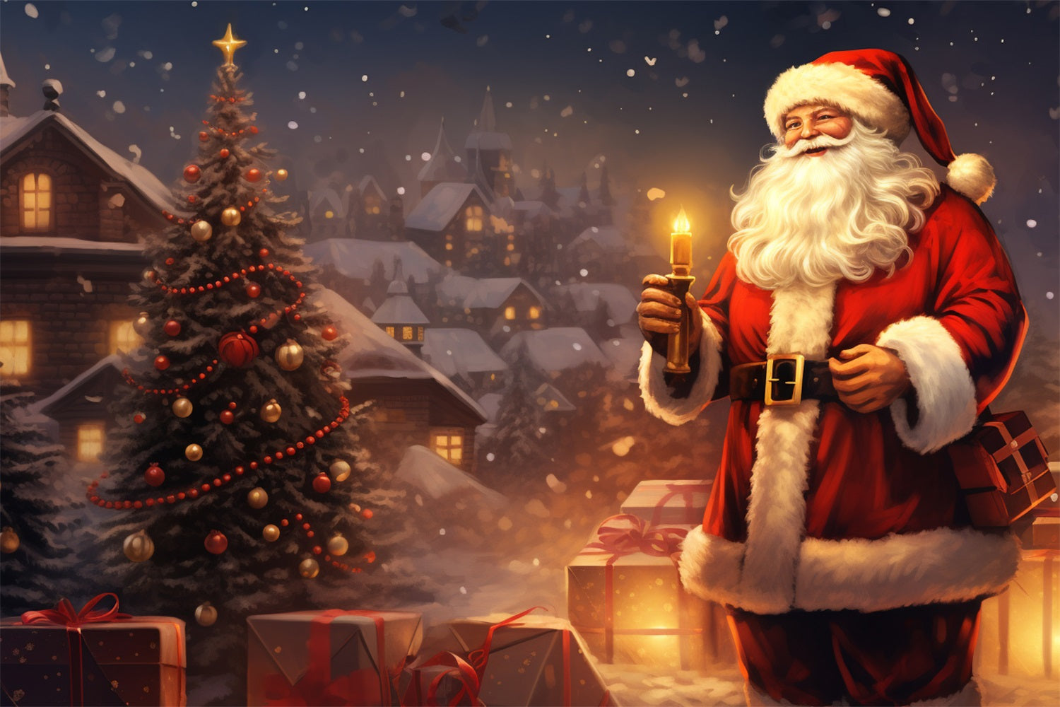 Sfondo Per Servizio Fotografico Natalizio Sfondo Con Candela Accesa Vigilia Di Babbo Natale BRP11-114