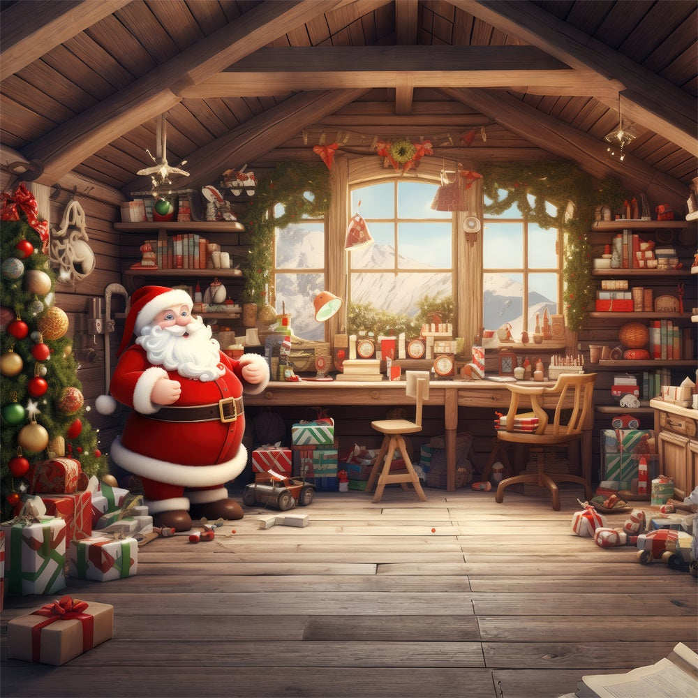 Sfondo Della Finestra Di Natale Sfondo Dei Regali Del Laboratorio Di Babbo Natale BRP11-117