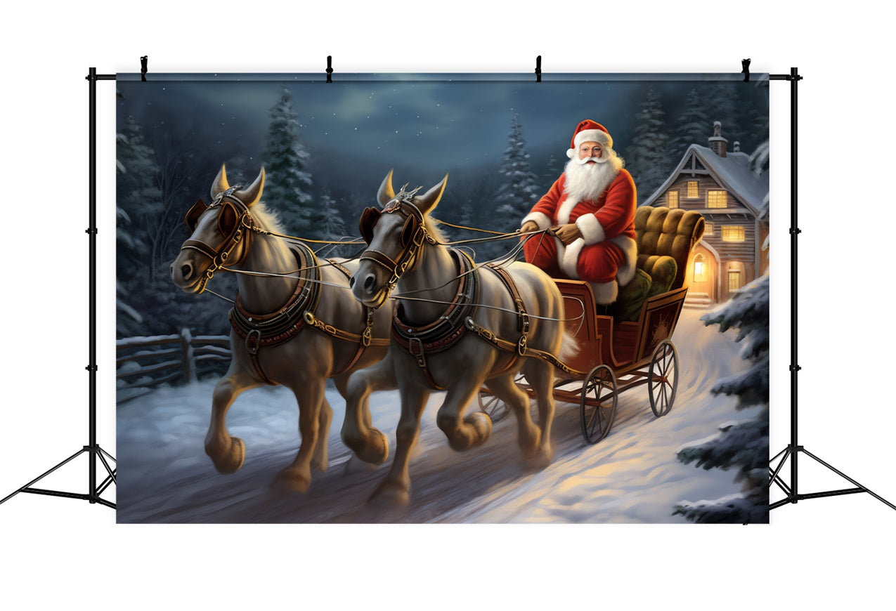 Sfondo Natalizio Per Cabina Fotografica Renna Slitta Di Babbo Natale BRP11-120