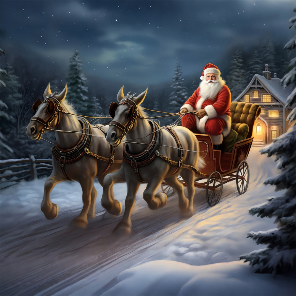 Sfondo Natalizio Per Cabina Fotografica Renna Slitta Di Babbo Natale BRP11-120