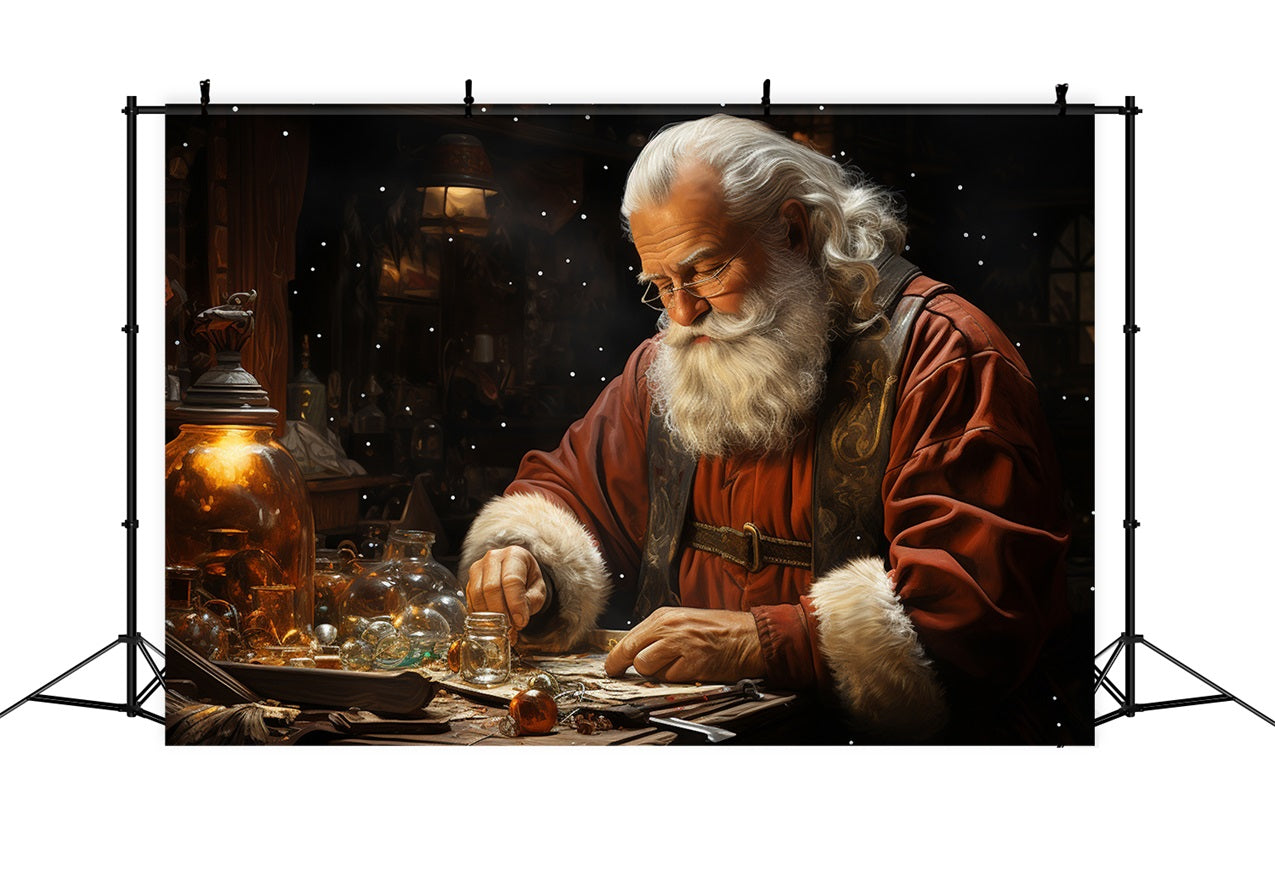 Sfondo Scena Natalizia Sfondo Con Ornamenti Artigianali Di Babbo Natale BRP11-134
