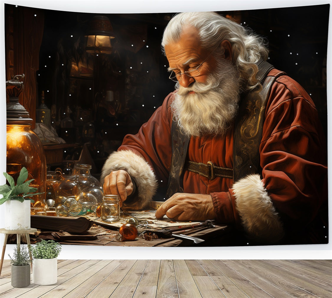 Sfondo Scena Natalizia Sfondo Con Ornamenti Artigianali Di Babbo Natale BRP11-134