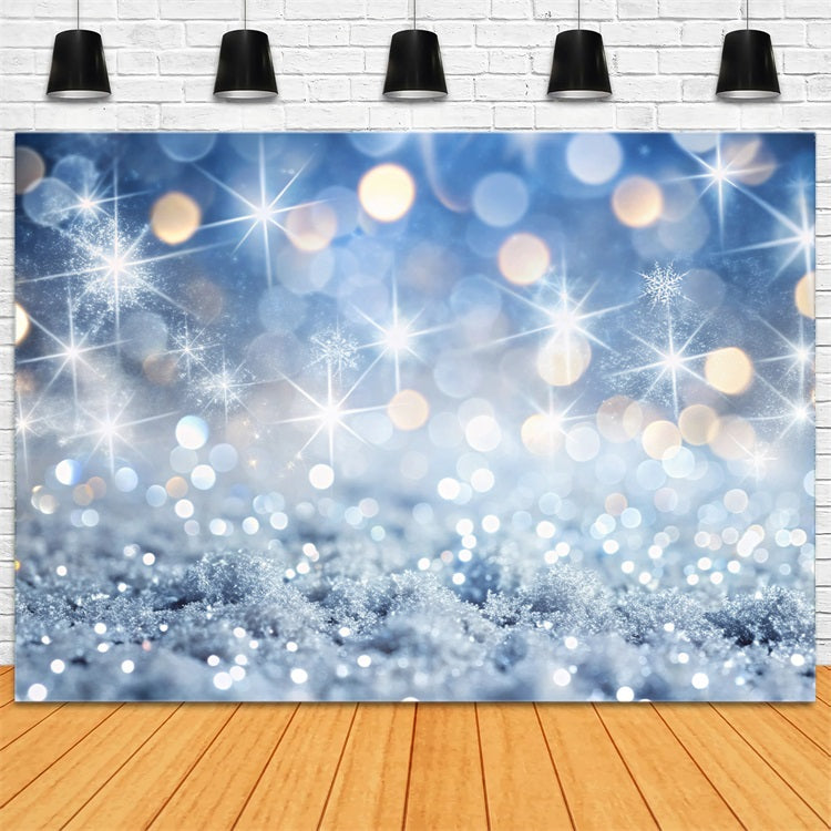 Fondali Natale Frozen Luce Scintillante Neve Bokeh Sfondo BRP11-148