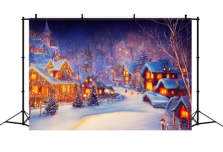 Sfondo Per Lo Sfondo Delle Luci Del Villaggio Notturno Di Natale BRP11-160