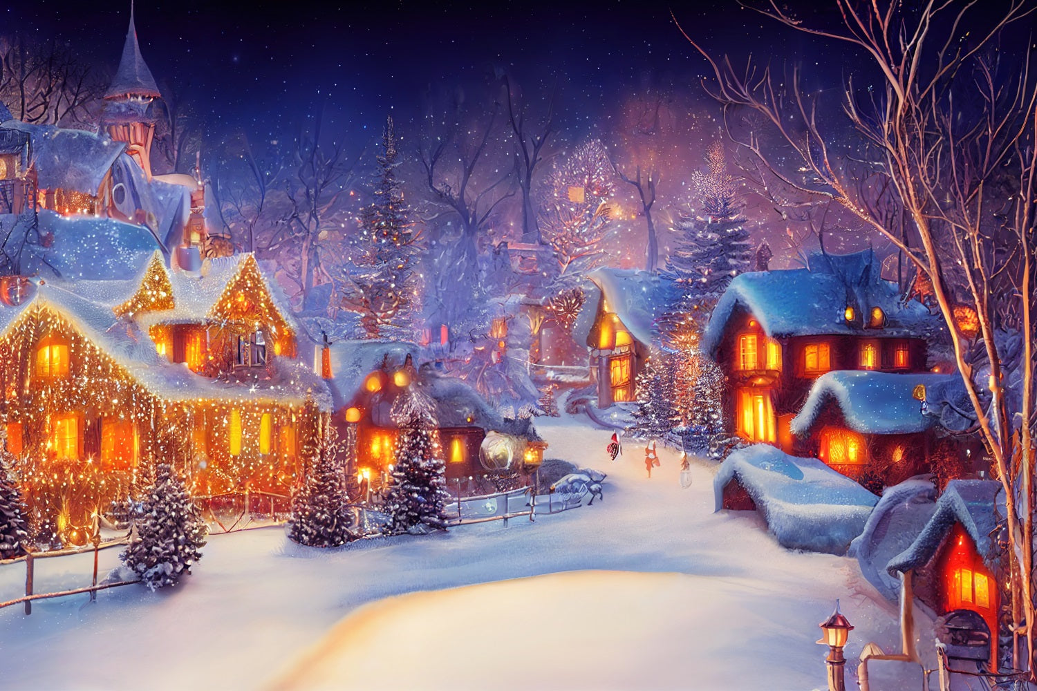 Sfondo Per Lo Sfondo Delle Luci Del Villaggio Notturno Di Natale BRP11-160