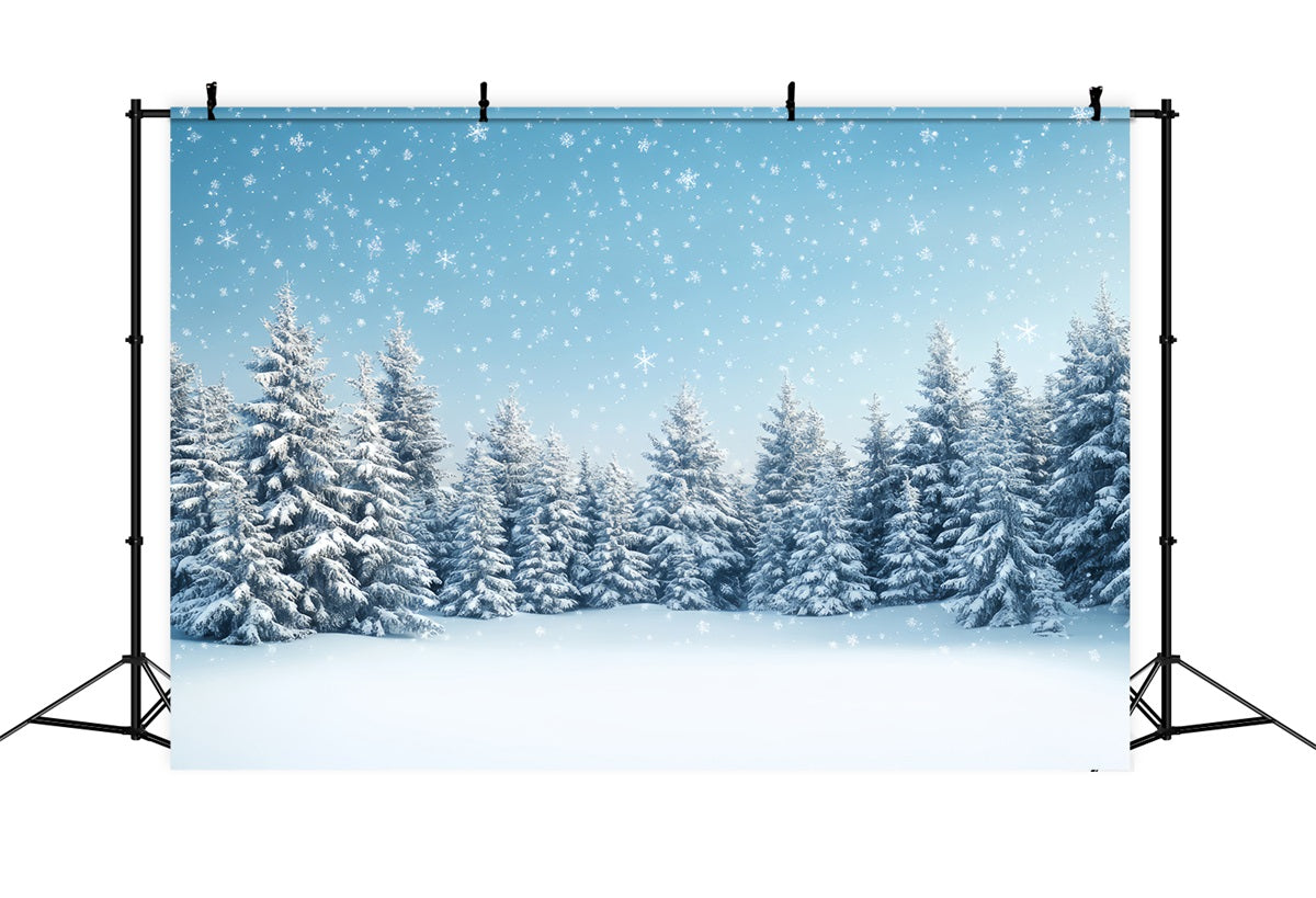 Sfondo Foresta Invernale Tranquillita Alberi Fiocchi Di Neve Sfondo BRP11-17