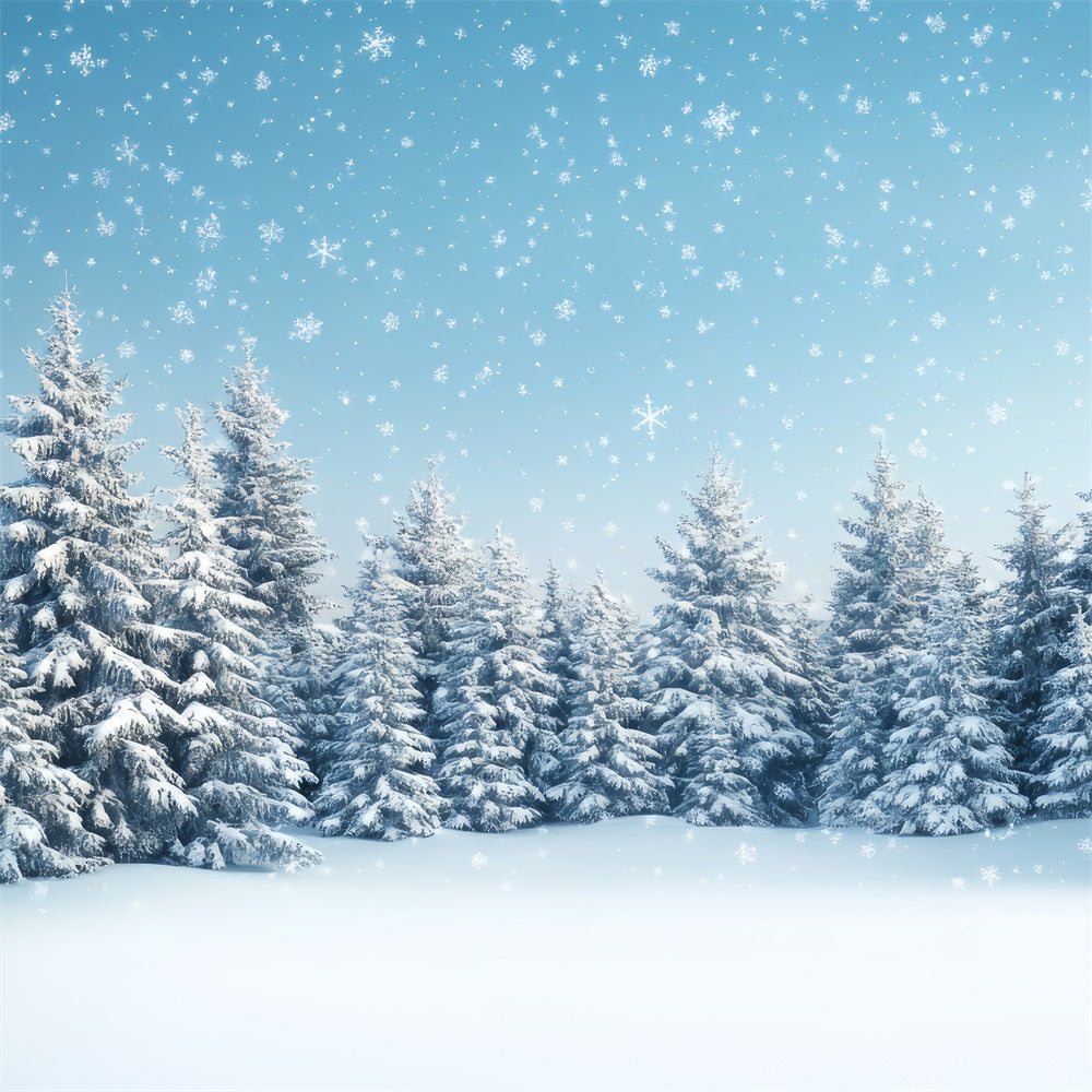 Sfondo Foresta Invernale Tranquillita Alberi Fiocchi Di Neve Sfondo BRP11-17
