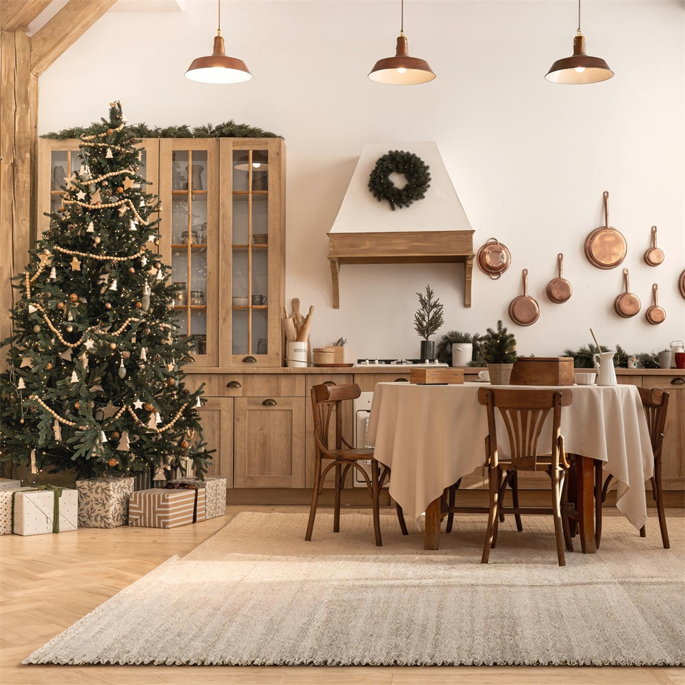 Fondali Della Cucina Di Natale Sfondo Della Scena Dell'Albero Di Campagna BRP11-186