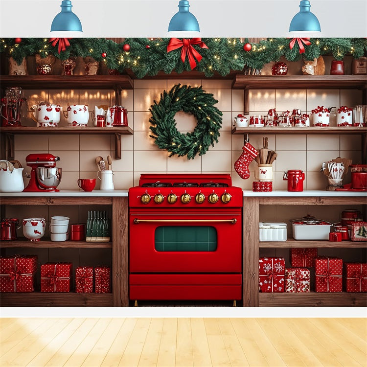 Idee Per Lo Sfondo Natalizio Sfondo Per Ghirlanda Di Stufe Da Cucina Vintage BRP11-191