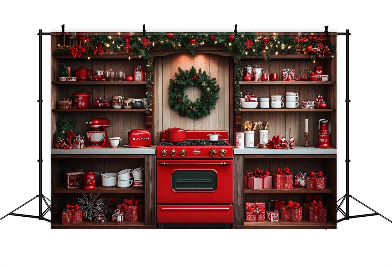 Sfondo Fotografico Natalizio Sfondo Rosso Per Decorazioni Per La Cucina Con Forno BRP11-192