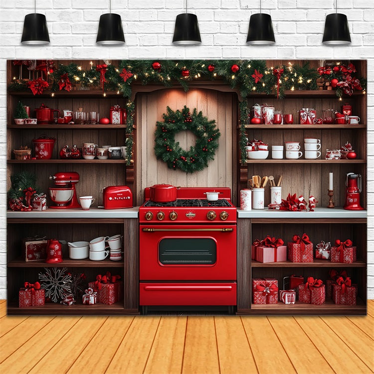 Sfondo Fotografico Natalizio Sfondo Rosso Per Decorazioni Per La Cucina Con Forno BRP11-192