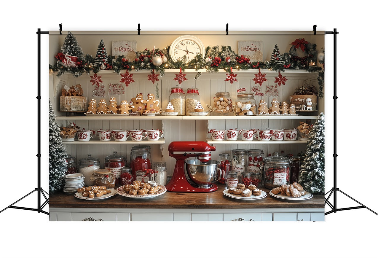 Fondali Natalizi Baking Display Gingerbread Men Jars Sfondo BRP11-194