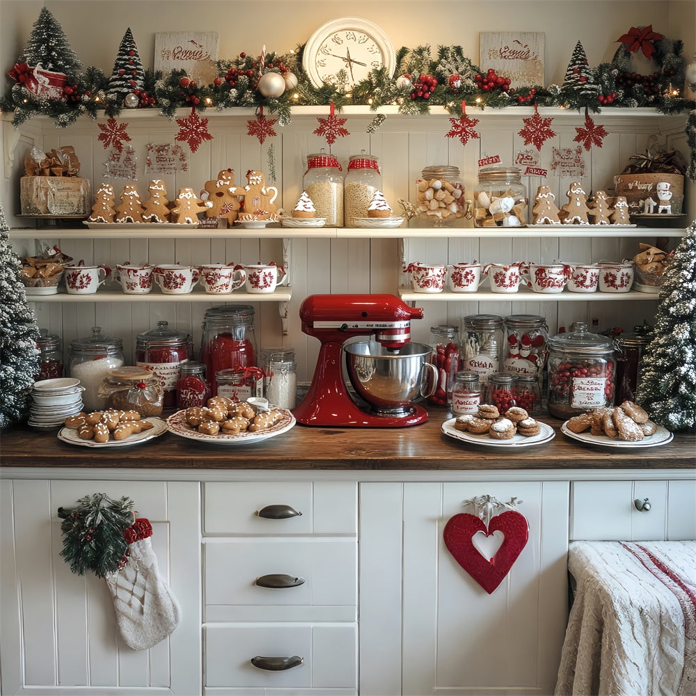 Fondali Natalizi Baking Display Gingerbread Men Jars Sfondo BRP11-194