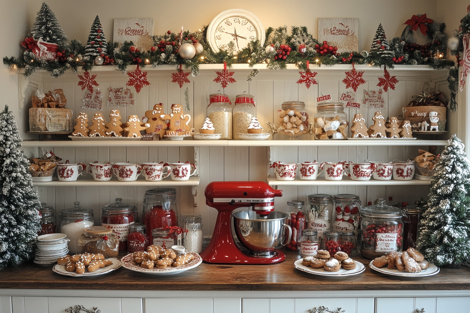 Fondali Natalizi Baking Display Gingerbread Men Jars Sfondo BRP11-194