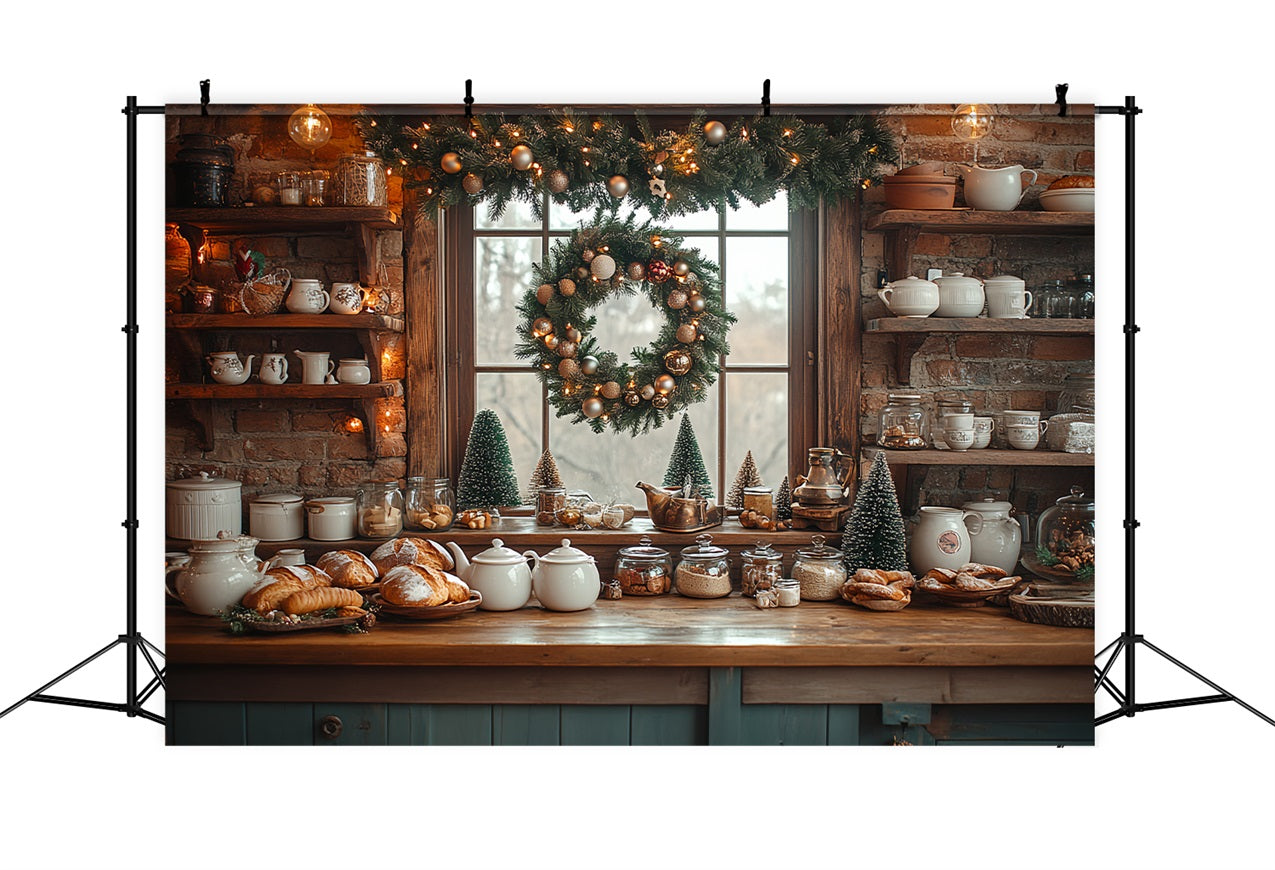 Idee Per La Decorazione Dello Sfondo Natalizio Sfondo Della Cucina Con Muro Di Mattoni BRP11-195
