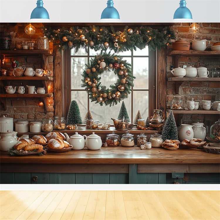 Idee Per La Decorazione Dello Sfondo Natalizio Sfondo Della Cucina Con Muro Di Mattoni BRP11-195