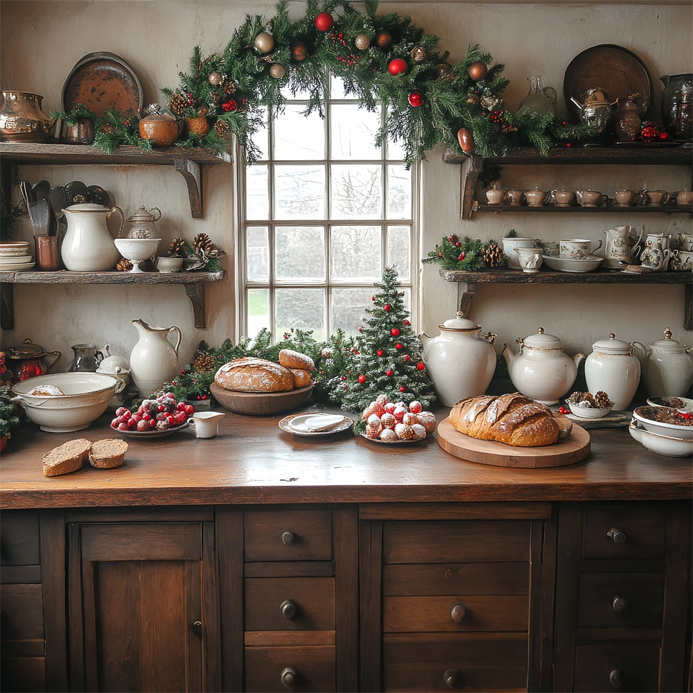 Sfondo Con Foto Di Natale Esposizione Della Cucina Pane Sfondo BRP11-196