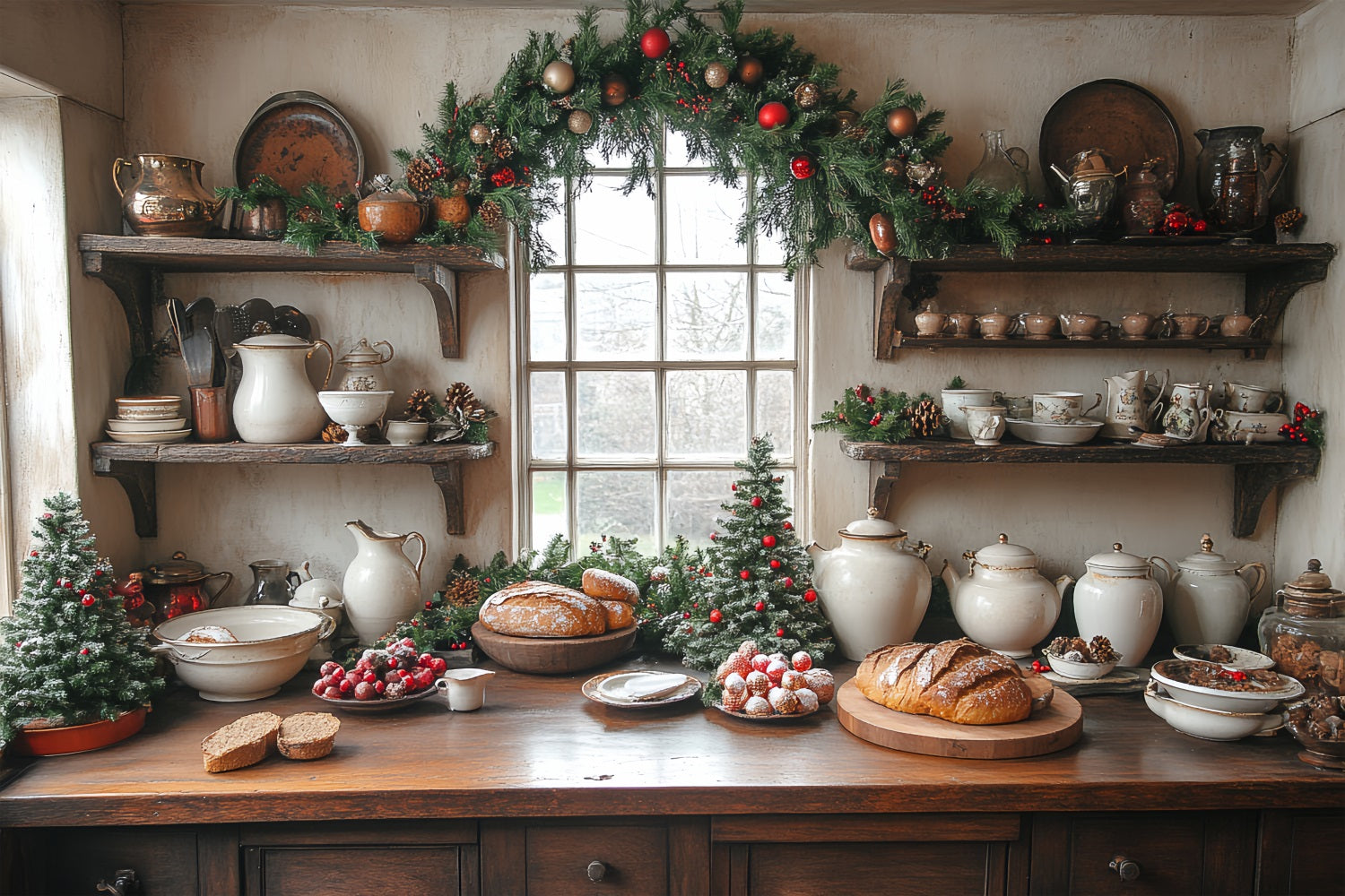 Sfondo Con Foto Di Natale Esposizione Della Cucina Pane Sfondo BRP11-196