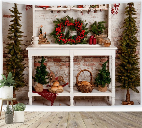 Sfondo Albero Di Natale Console Ghirlanda Decoro In Pino Sfondo BRP11-197