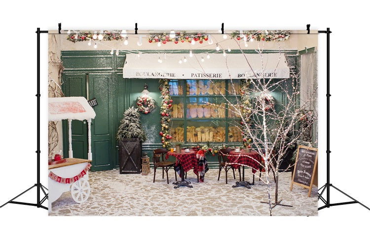 Fondali Dell'Albero Di Natale Sfondo Di Luci Boulangerie Innevate BRP11-201
