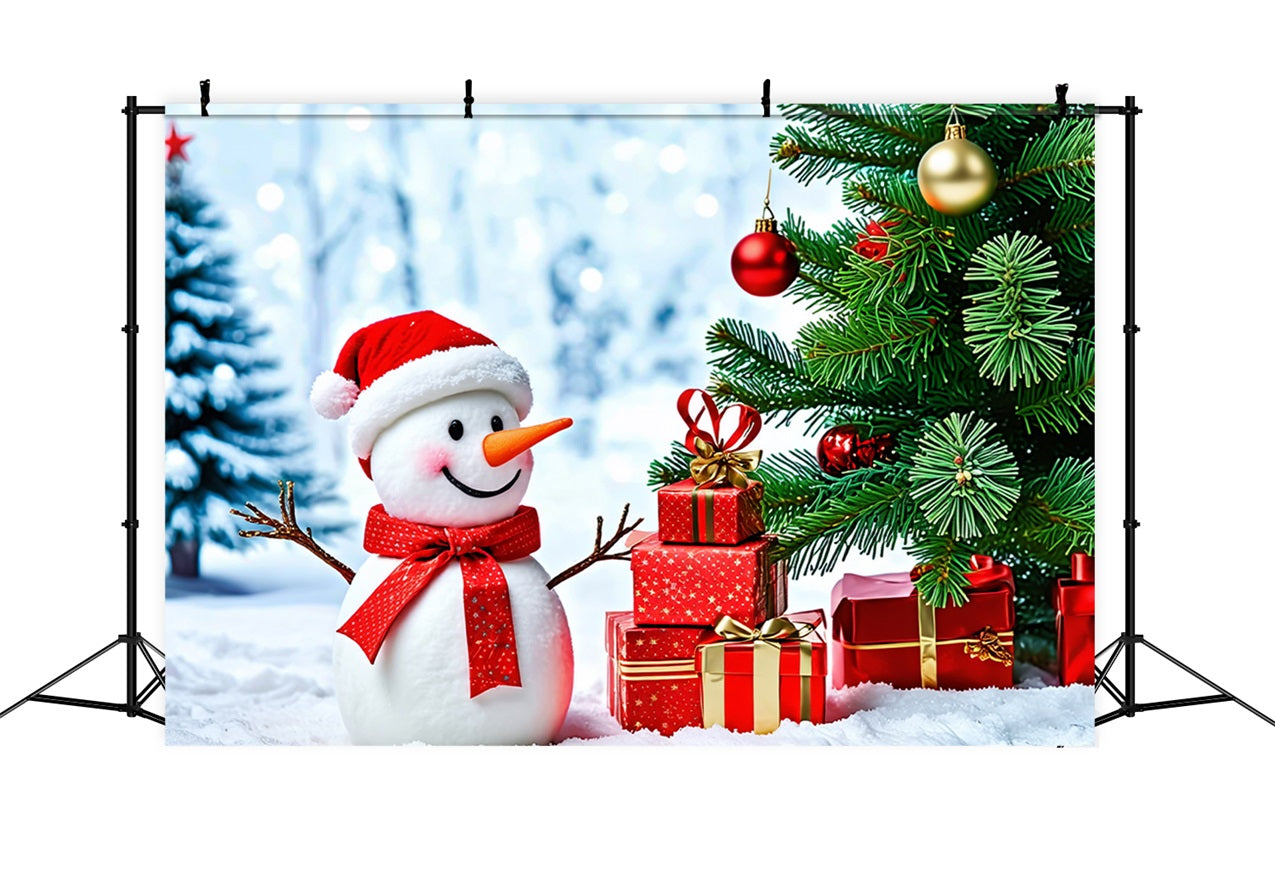Sfondo Di Buon Natale Pupazzo Di Neve Sfondo Con Ambientazione Innevata BRP11-207