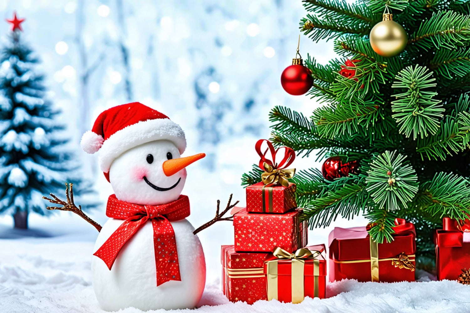 Sfondo Di Buon Natale Pupazzo Di Neve Sfondo Con Ambientazione Innevata BRP11-207