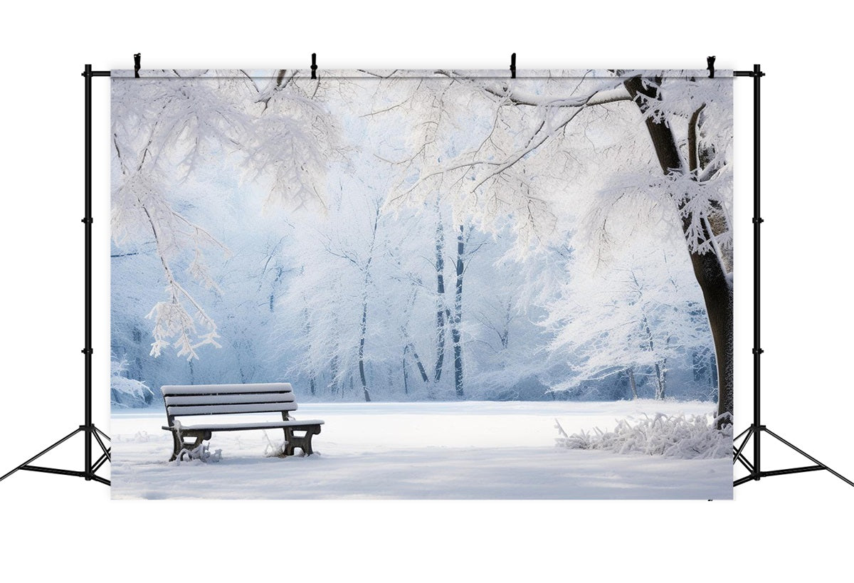 Fondali Invernali Sereni Sfondo Di Una Panchina Del Parco Innevata BRP11-22