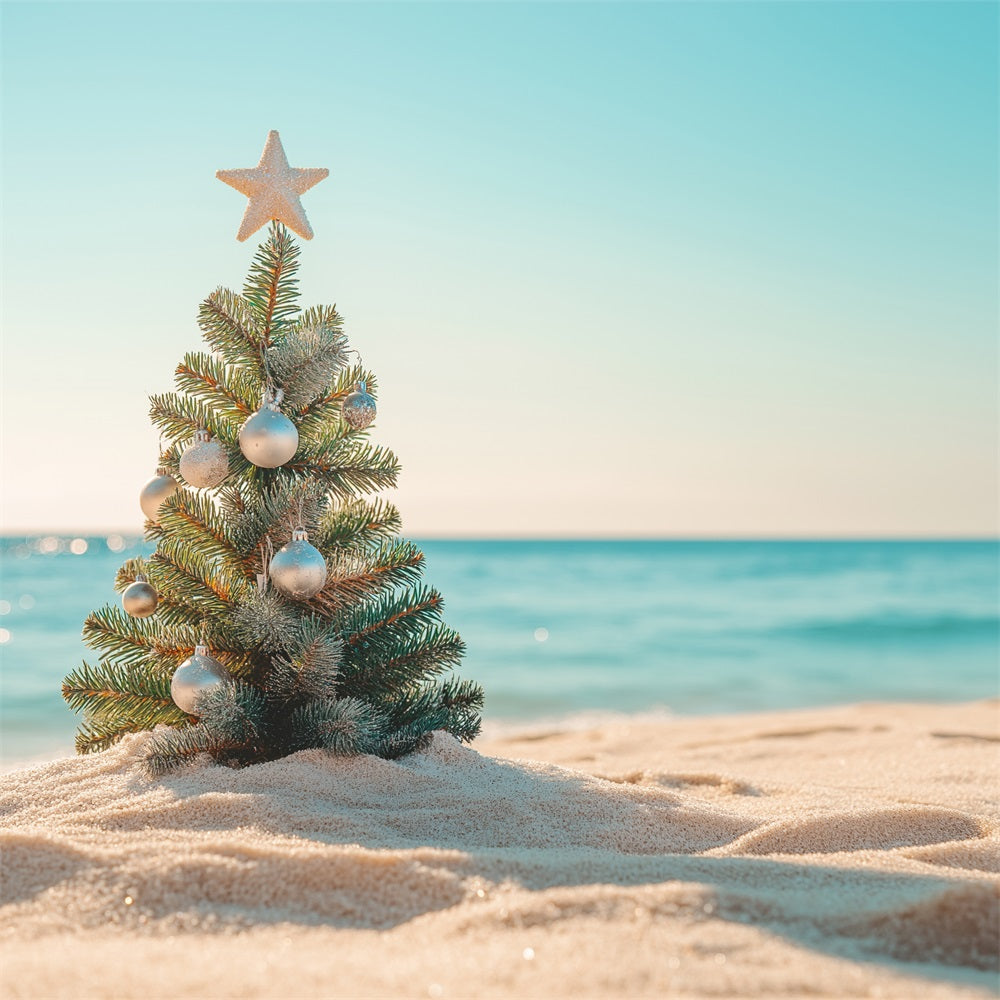 Sfondo Natalizio Ornamento Mini Albero Sullo Sfondo Della Spiaggia BRP11-230