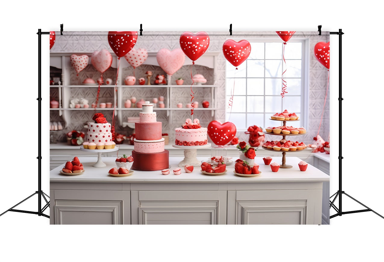 Idee Per Lo Sfondo Di San Valentino Sfondo Per Display Con Palloncini Per Torta Romantica BRP11-278