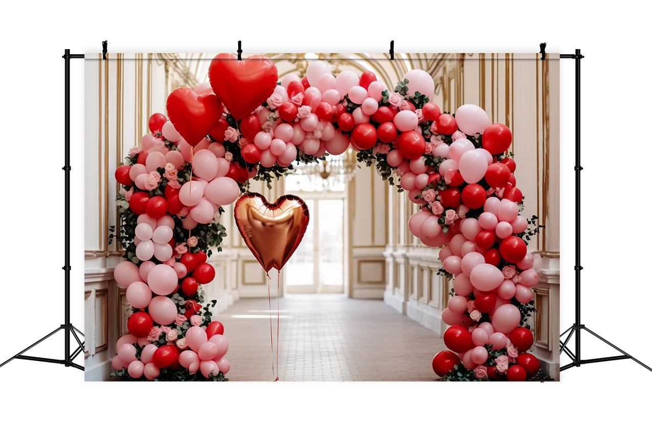 Sfondo Di San Valentino Sfondo Con Arco Di Palloncini A Forma Di Cuore BRP11-311