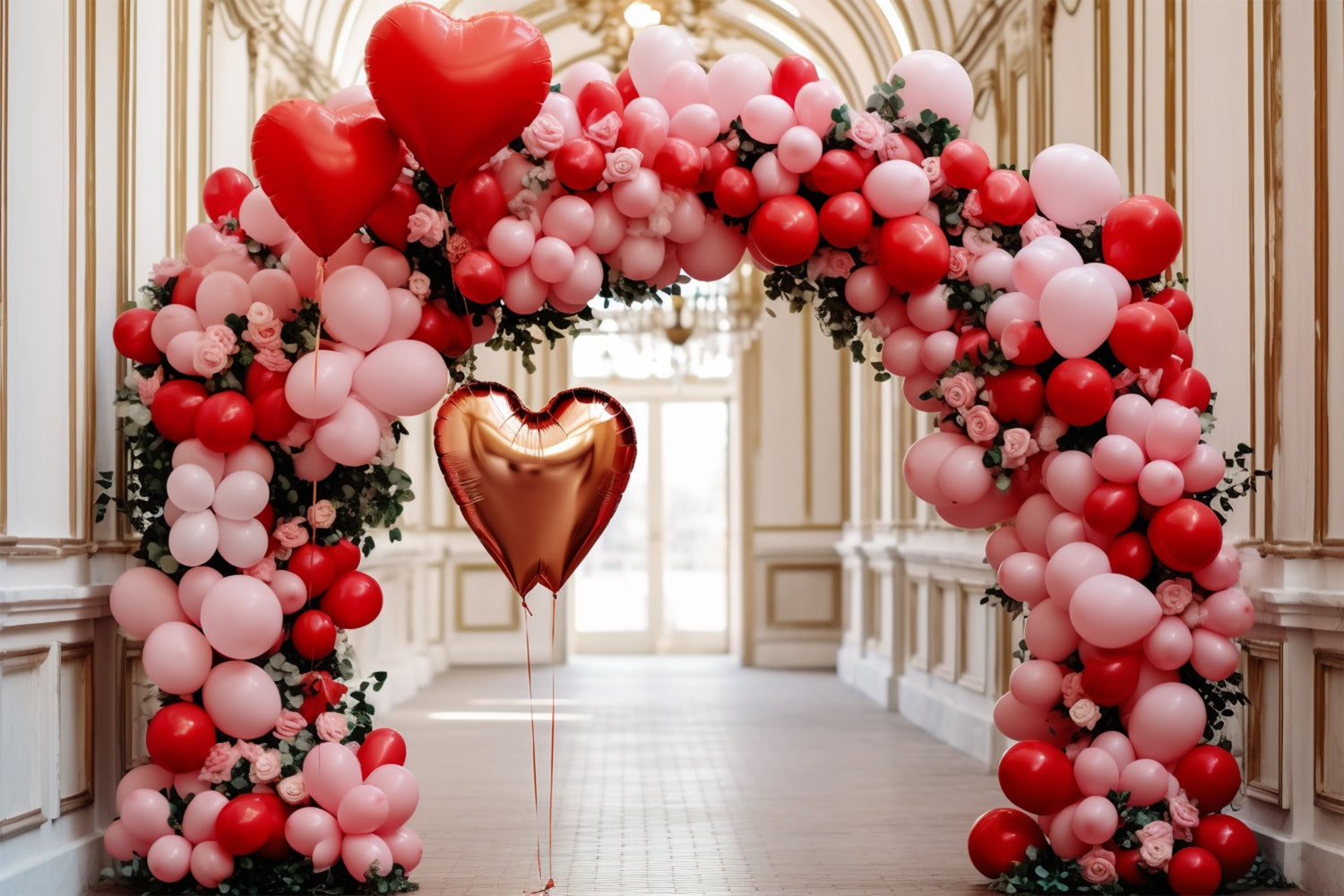 Sfondo Di San Valentino Sfondo Con Arco Di Palloncini A Forma Di Cuore BRP11-311