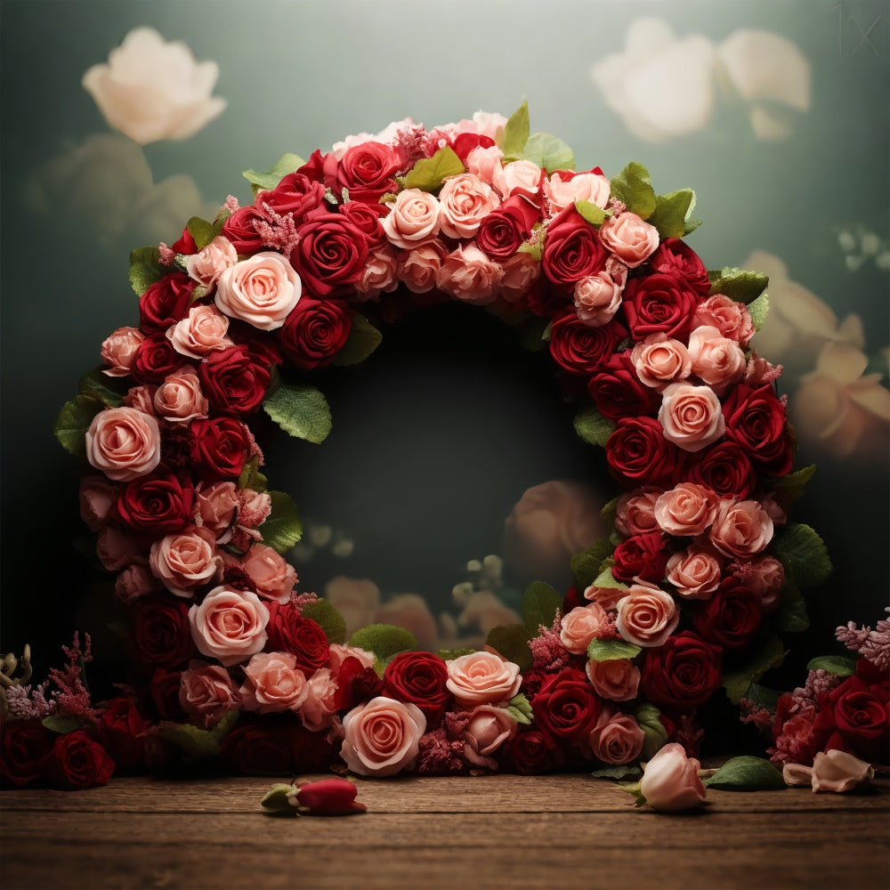 Sfondo Per Foto Di San Valentino Con Ghirlanda Di Rose Sfondo Per Matrimonio BRP11-315