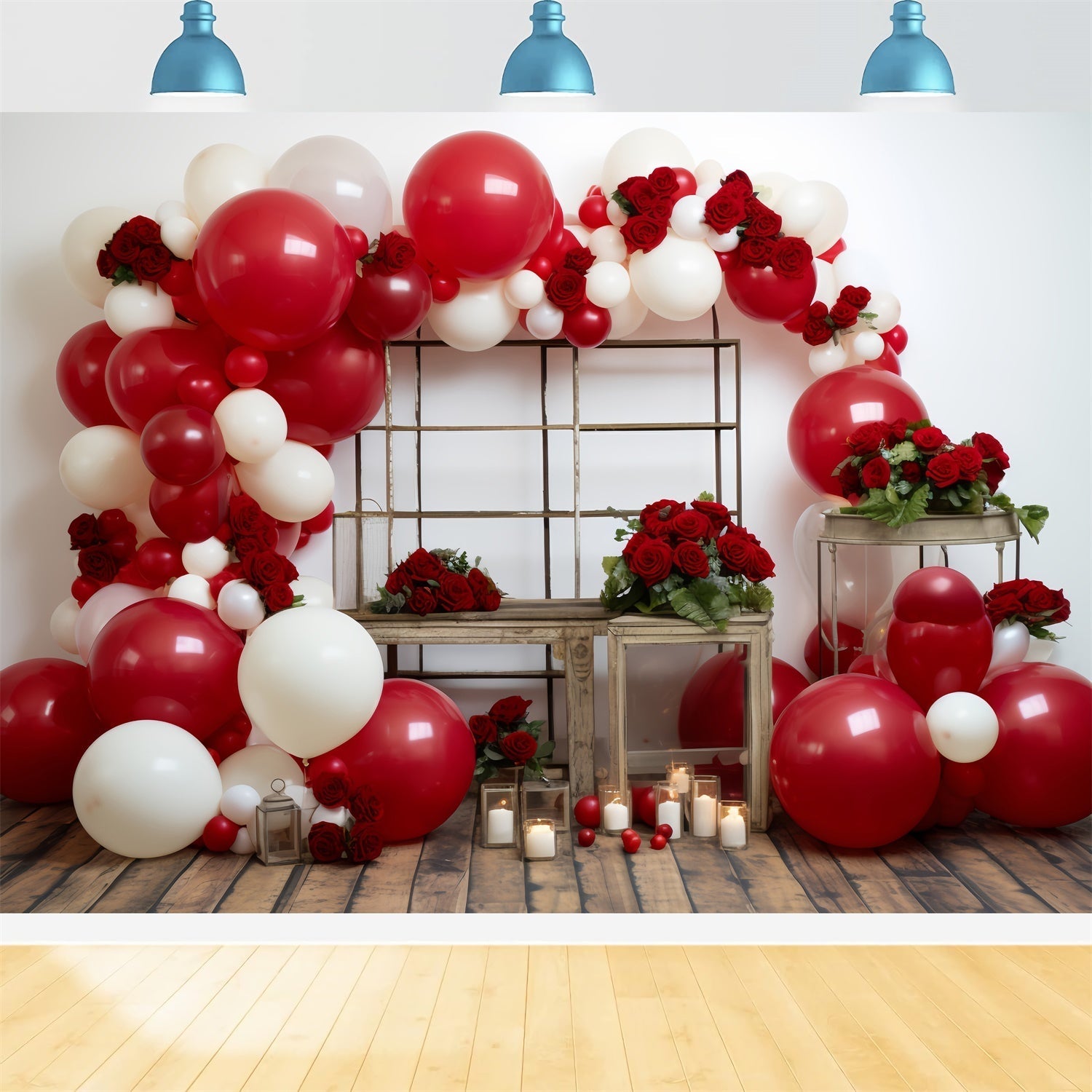 Fondali Fotografici Per San Valentino Sfondo Floreale Con Arco A Palloncino BRP11-316