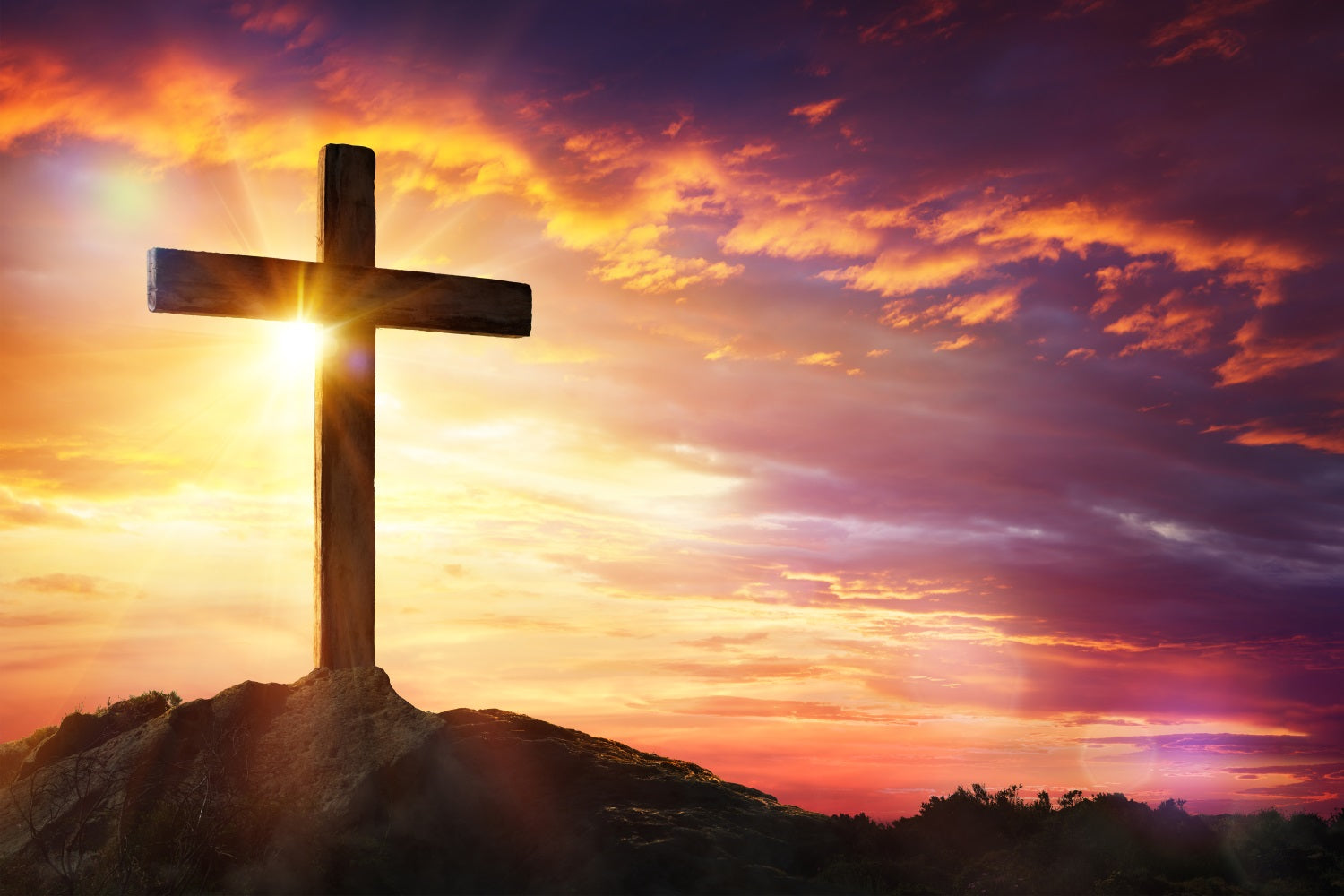 Idee Per Lo Sfondo Fotografico Di Pasqua Sfondo Con Croce E Cielo In Collina BRP11-319