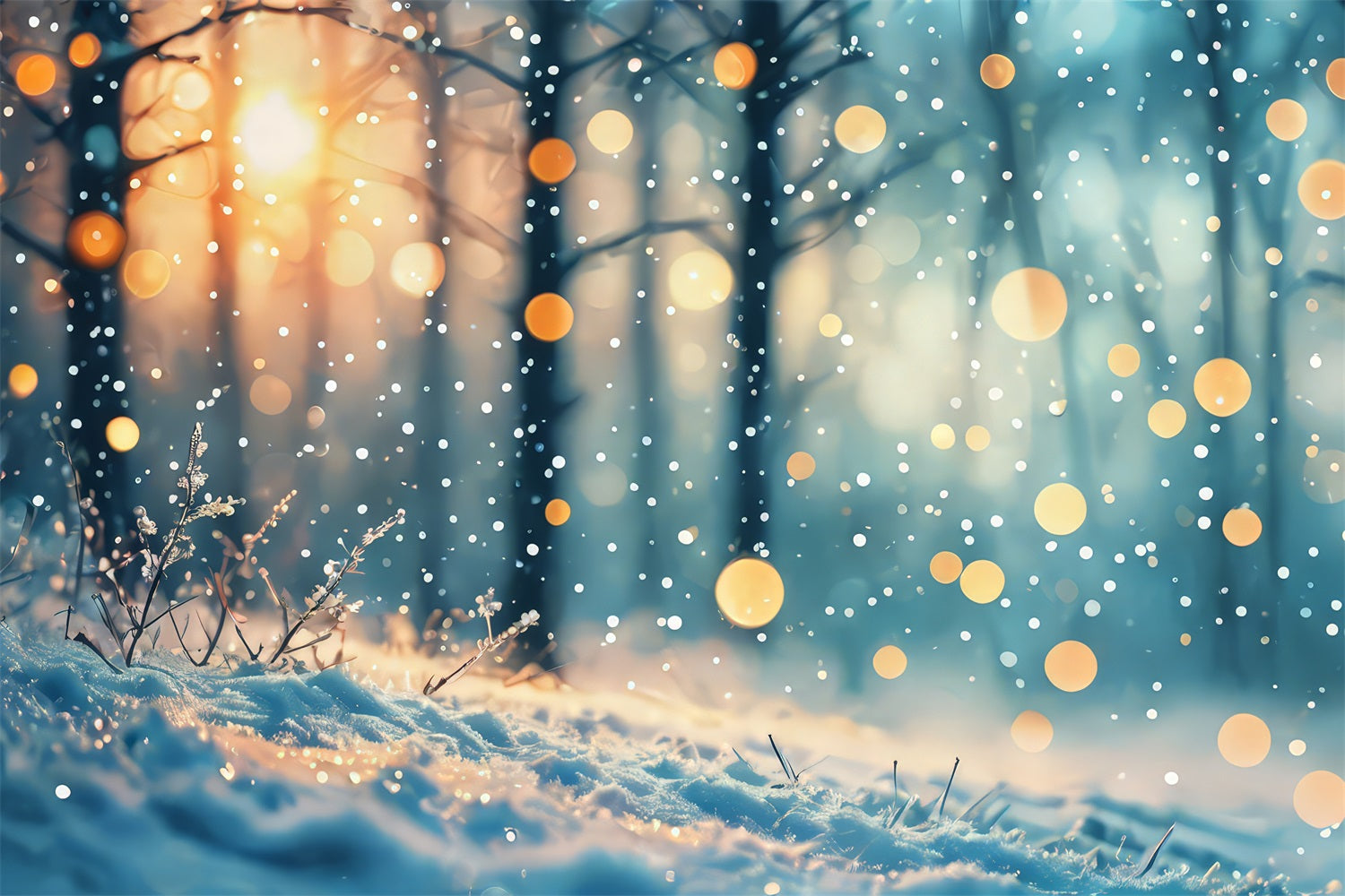 Fondali Invernali Sfondo Sognante Della Foresta Di Nevicate Leggere BRP11-33