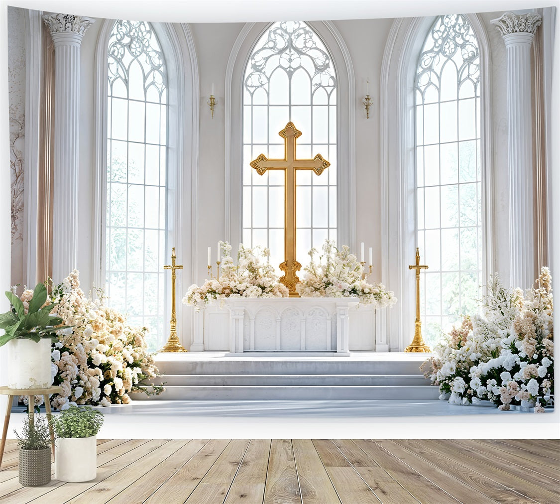 Sfondo Fotografico Per Chiesa Di Pasqua Croce Altare Sfondo Floreale BRP11-330