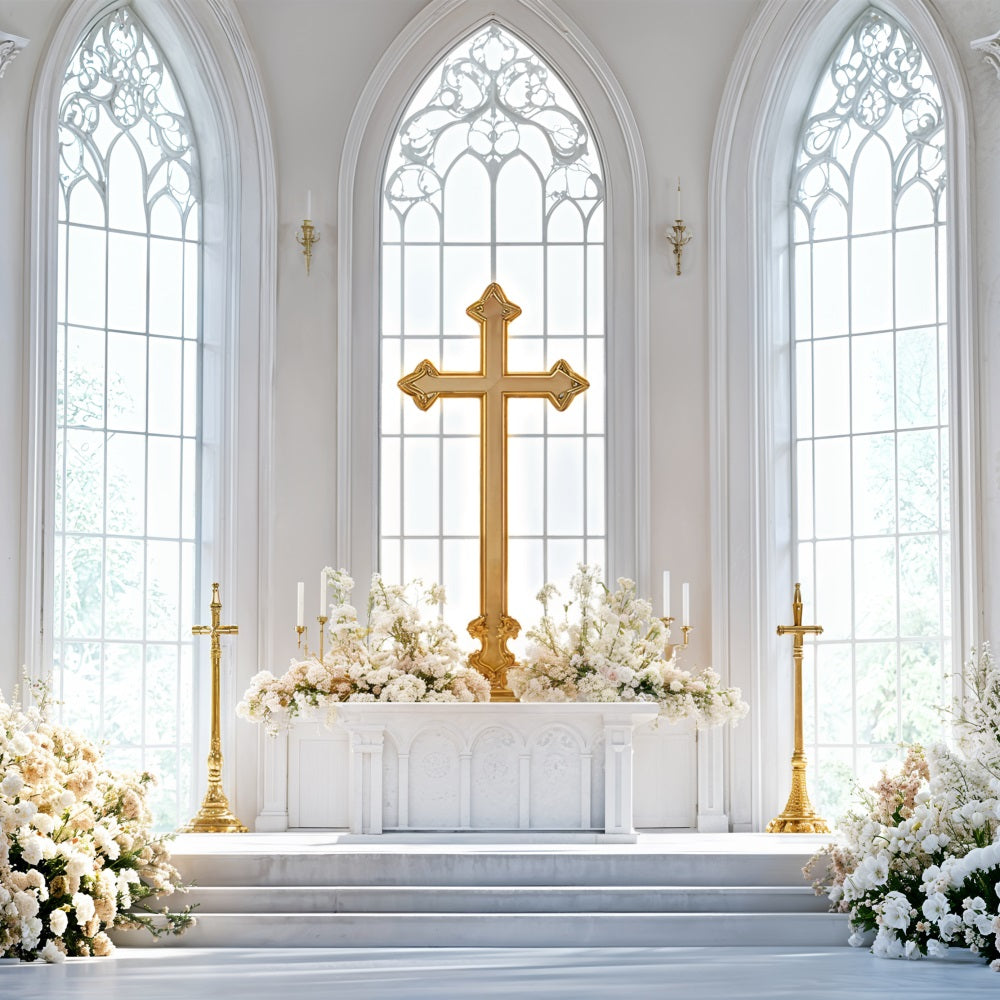Sfondo Fotografico Per Chiesa Di Pasqua Croce Altare Sfondo Floreale BRP11-330
