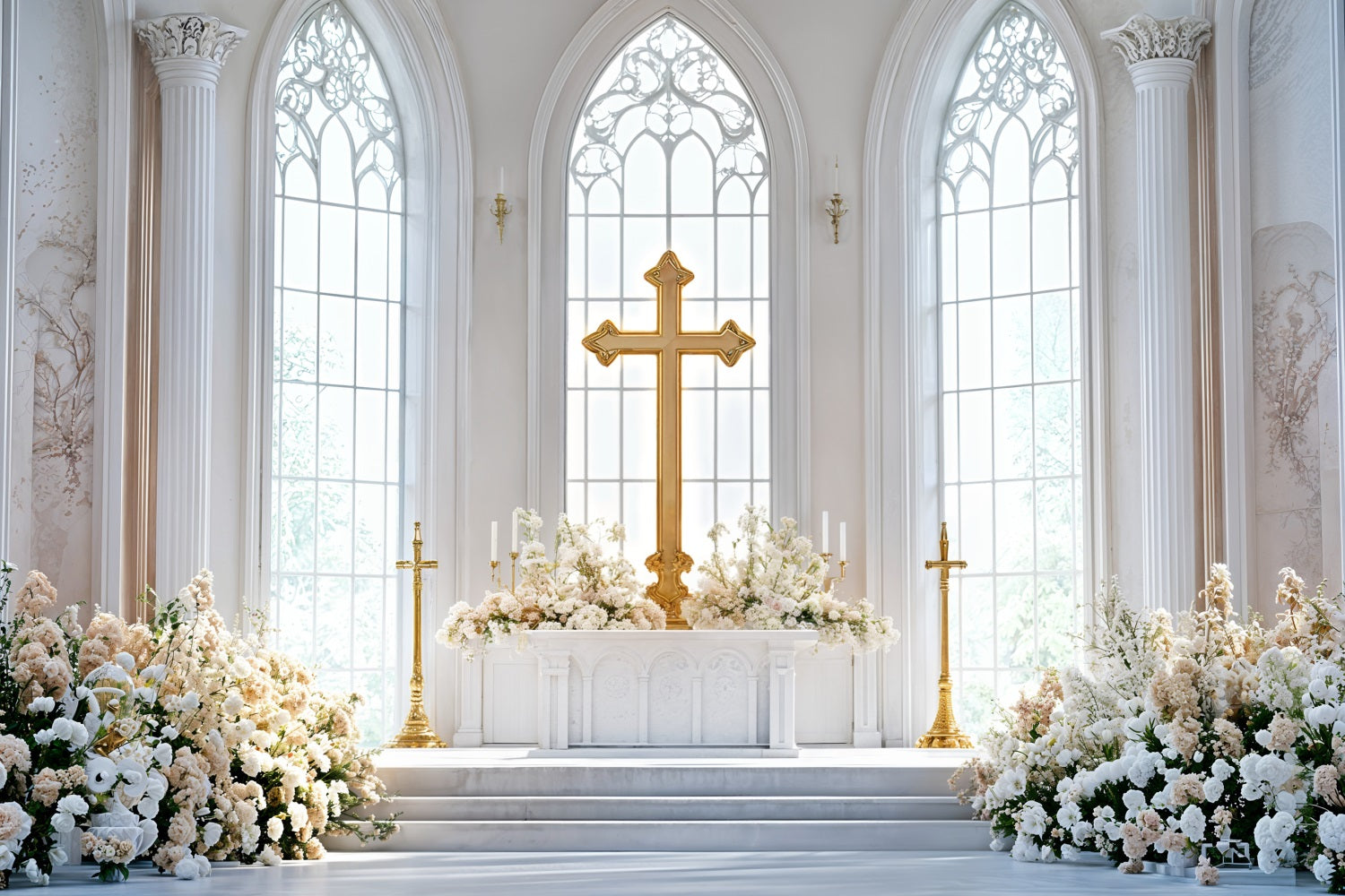 Sfondo Fotografico Per Chiesa Di Pasqua Croce Altare Sfondo Floreale BRP11-330