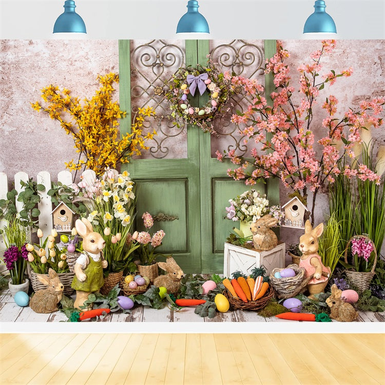 Fondali Di Primavera Di Pasqua Sfondo Di Scena Di Coniglietto Porta Verde BRP11-357