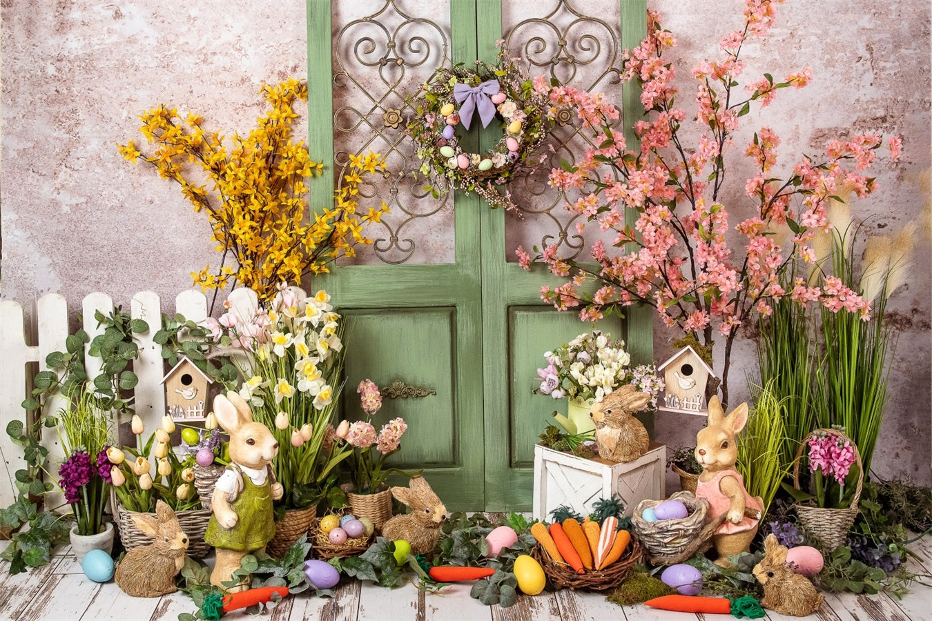 Fondali Di Primavera Di Pasqua Sfondo Di Scena Di Coniglietto Porta Verde BRP11-357