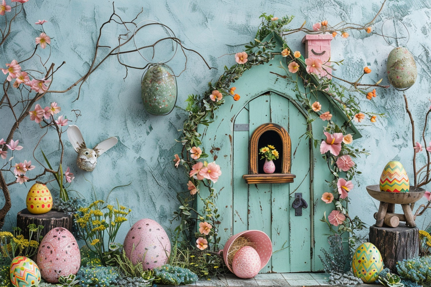 Sfondo Della Festa Di Pasqua Sfondo Primaverile Della Casa Delle Uova BRP11-358